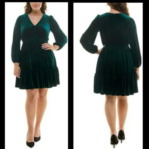 Taylor Green Velvet Mini Dress Sz 20W - Picture 1 of 16